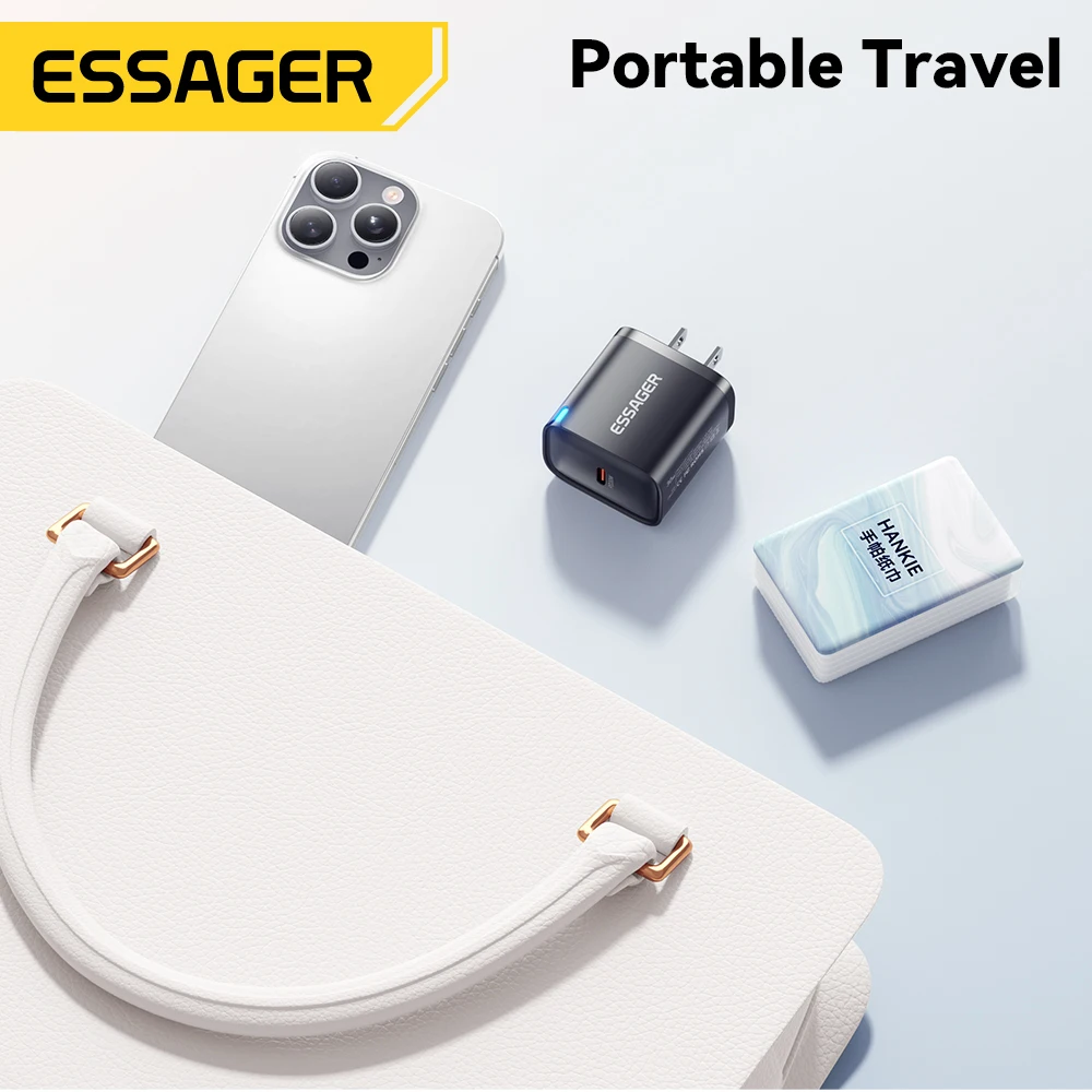 Essager Mini 30W tipo C cargador PD QC3.0 cargador rápido tipo C para iPhone 16 15 14 13 Pro Samsung S25 Xiaomi iPad adaptador de viaje - imagen 3