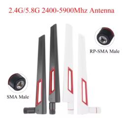 2 uds 2,4G/5,8G 10dBi antena WiFi SMA/RP-SMA macho 2400-5900Mhz para tarjeta de red de ordenador enrutador WLAN para enrutador ASUS