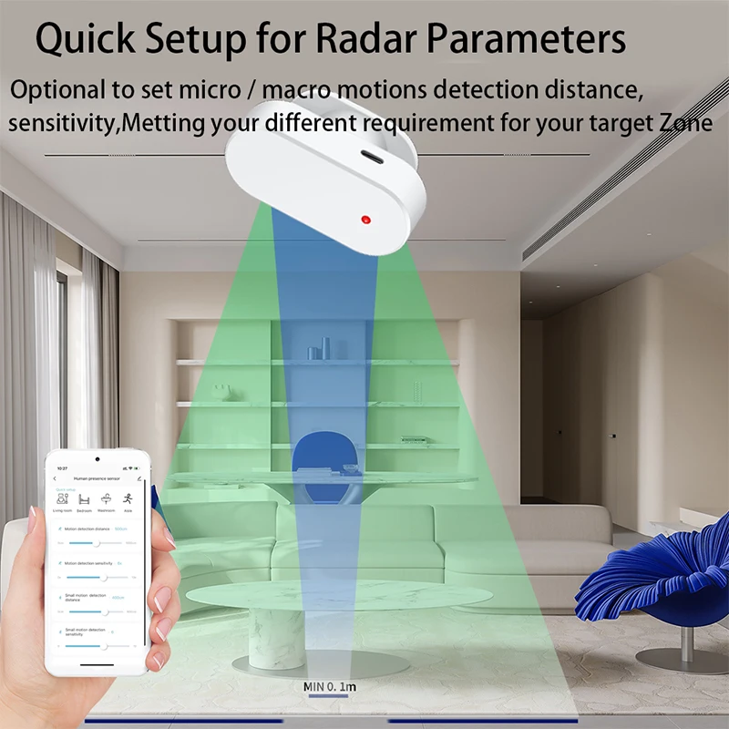 Detector de presencia humana Tuya Zigbee, Sensor de movimiento PIR con Radar MmWave Smart Life con distancia de luminosidad, Monitor de detección de respiración - imagen 5