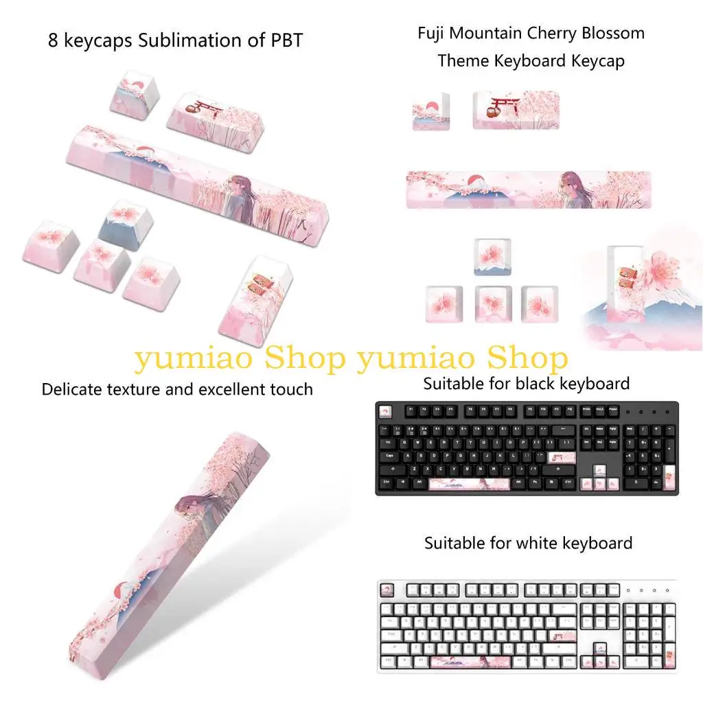 Capas teclas PBT 587b para entrar en dirección del espacio Teclado mecánico OEM Sub 8pcs