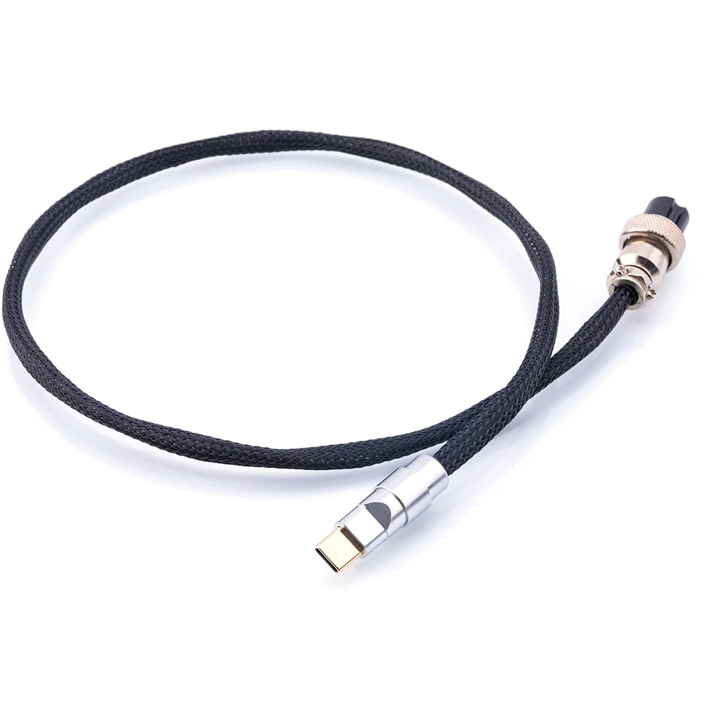 Cable de alimentación CC Hifi de alta fidelidad OCC chapado en plata GX16-2 pines a USB tipo C Cable de carga de Audio audiófilo dedicado 5V3A - imagen 2