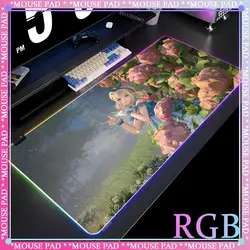 Alfombrilla de ratón RGB con estampado HD de Chica de Anime, alfombrilla para ordenador portátil Gamer Infinity Kawaii, alfombrilla de escritorio extendida, alfombrilla para teclado bonito para juegos Nikki de oficina