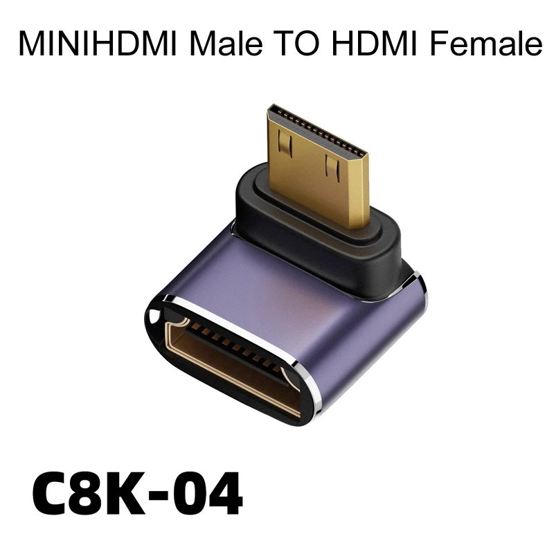 Adaptador Compatible con HDMI 90 270 grados ángulo recto macho a hembra 8K HD conector Mini/Micro MicroHDMI MINIHDMI 8K/4k @ 60HZ HDTV - imagen 4