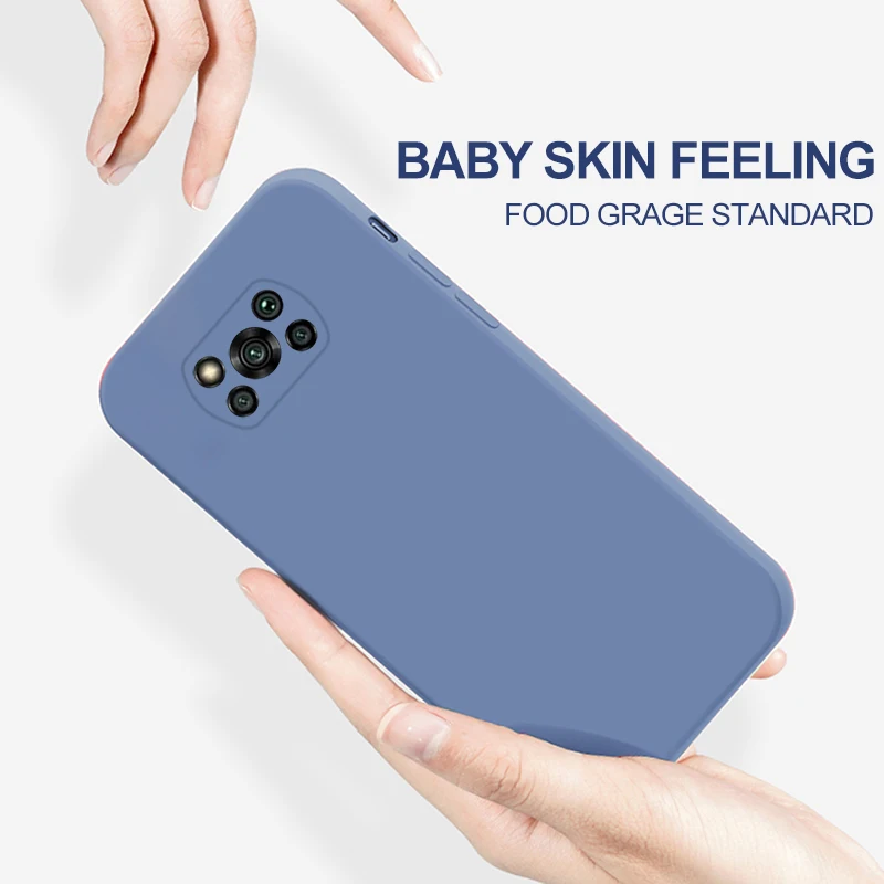 Para Poco X3 Pro funda cuadrada de silicona líquida Protector de lente de cámara fundas de teléfono para Xiaomi PocoX3 X 3 nfc Pocox3 Pro funda suave - imagen 5