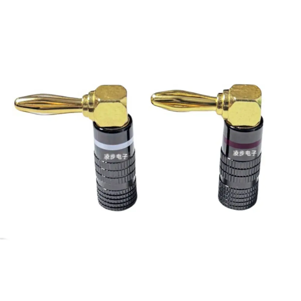 Enchufe curvo de 90 grados en forma de L de pintura negra chapada en oro de cobre puro, enchufe tipo banana para altavoz de 4mm sin soldadura, enchufe amplificador de potencia, spe - imagen 5
