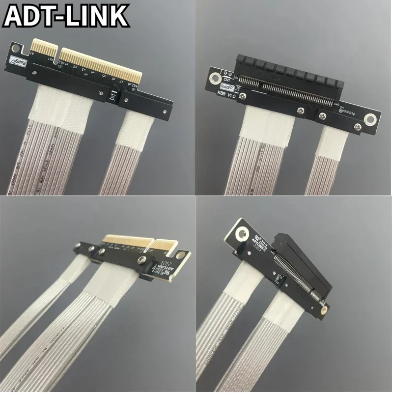 Cable chapado en plata PCI-E Riser PCIe 8X Cable PCI Express Riser Card PCIe X8 X8 4,0 GEN4 Cable de extensión placa base GPU extensor - imagen 5