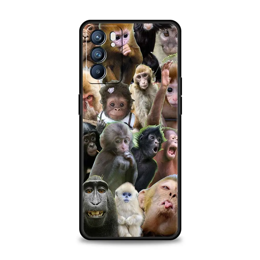 Funda de teléfono con mono divertido y bonito para Oppo Reno14 Reno13 Reno12 11 F 10 Find X5 X9 Pro A54 5G A53 A52 A9 A74 A78 4G A79 A80 A98 - imagen 4