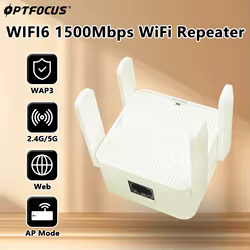 OPTFOCUS-repetidor WiFi de 1500Mbps, amplificador extensor de rango inalámbrico Wifi6 de doble banda, amplificador de señal AX1500 de 2,4 GHz y 5GHz