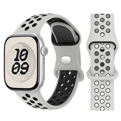 Correa deportiva de silicona transpirable para Apple Watch Band 46mm 44mm 40 42mm-41mm 45mm pulsera iWatch Series S11 10 9 8 7 6 SE 5 49mm