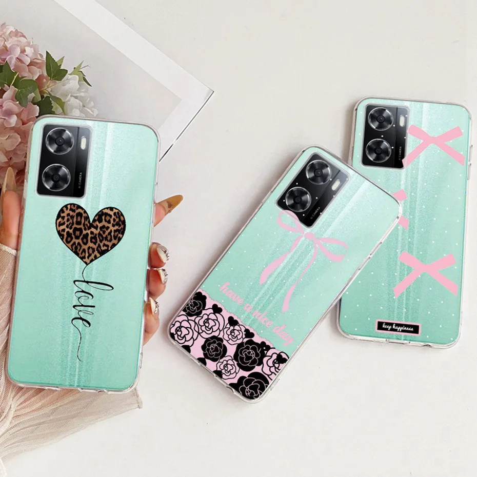 Funda transparente de TPU para OPPO A57 4G 2022 A77 A77s, fundas de teléfono con patrón de nuevo estilo para OPPO A57 4G CPH2387, fundas traseras para parachoques - imagen 2