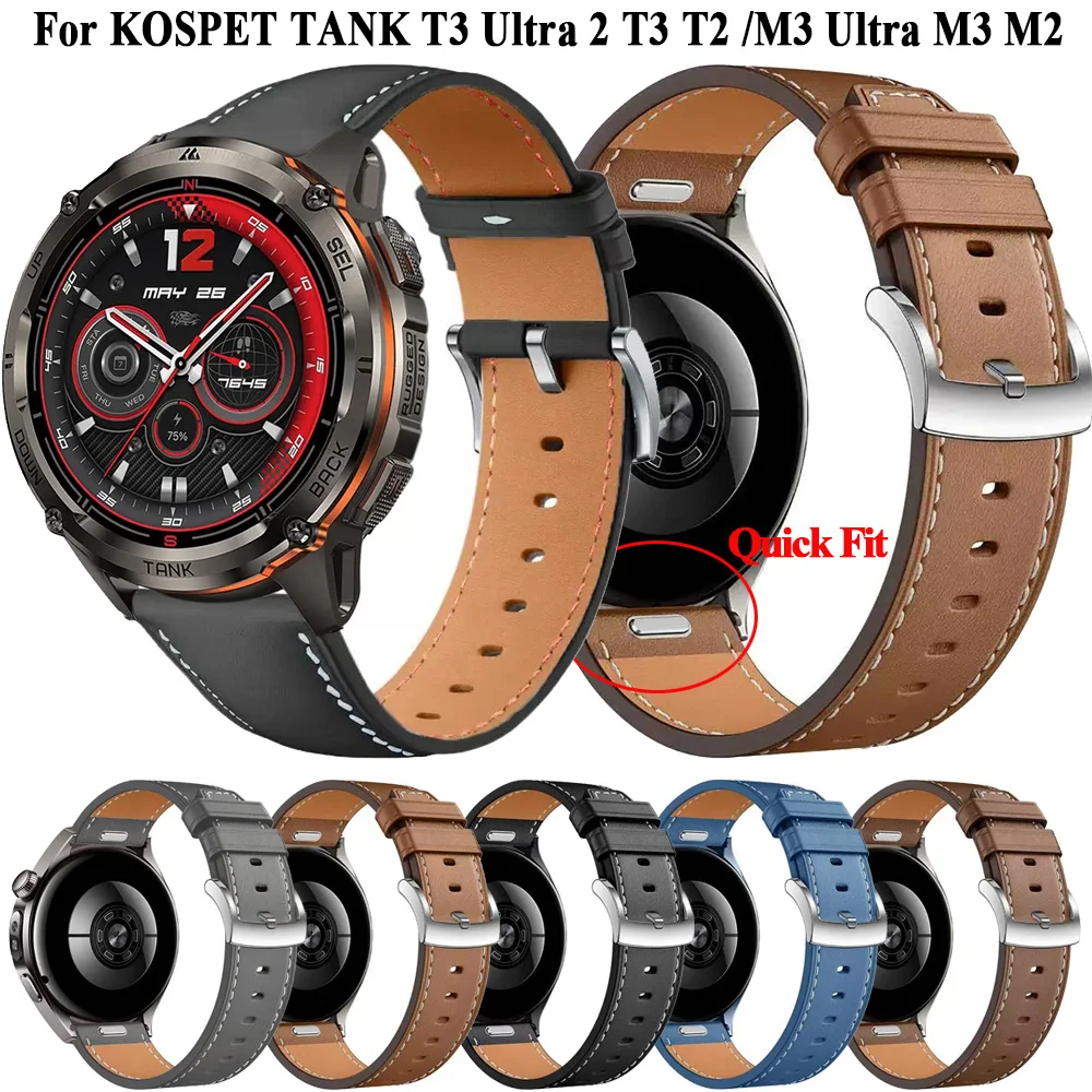 Correa QuickFit de cuero sintético para KOSPET TANK T3 Ultra 2, correa de reloj, pulsera TANK T3 Ultra/M3 Ultra/T2 M2