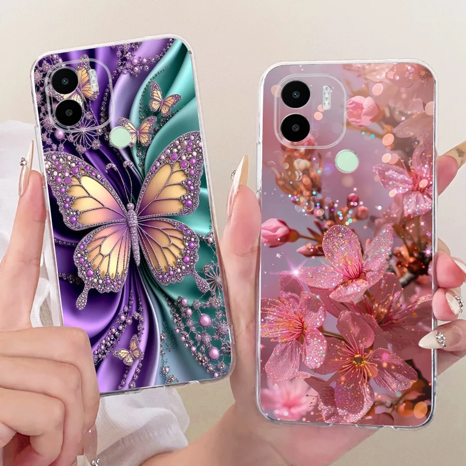 Para Xiaomi Redmi A1 Plus funda Redmi A2 + funda pintada de mariposa de lujo funda de silicona transparente para Redmi A2 Plus RedmiA1 + bolsas suaves - imagen 4