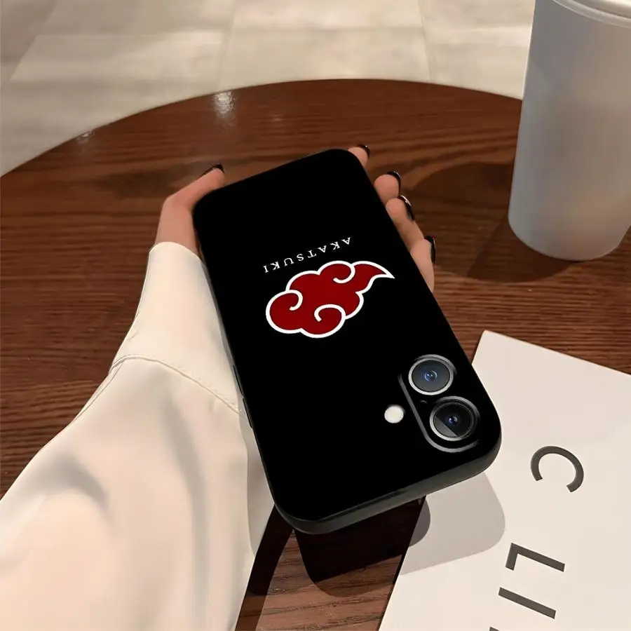 Funda de teléfono suave negra con logotipo de Akatsuki de dibujos animados para iPhone 17Air 15 16 14 Plus 7 8 XS Max XR 13 12 11 17 Pro Max - imagen 3