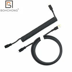 Cable Espiral USB-C YC8 Teclado – Conector Aviator Malla Mate