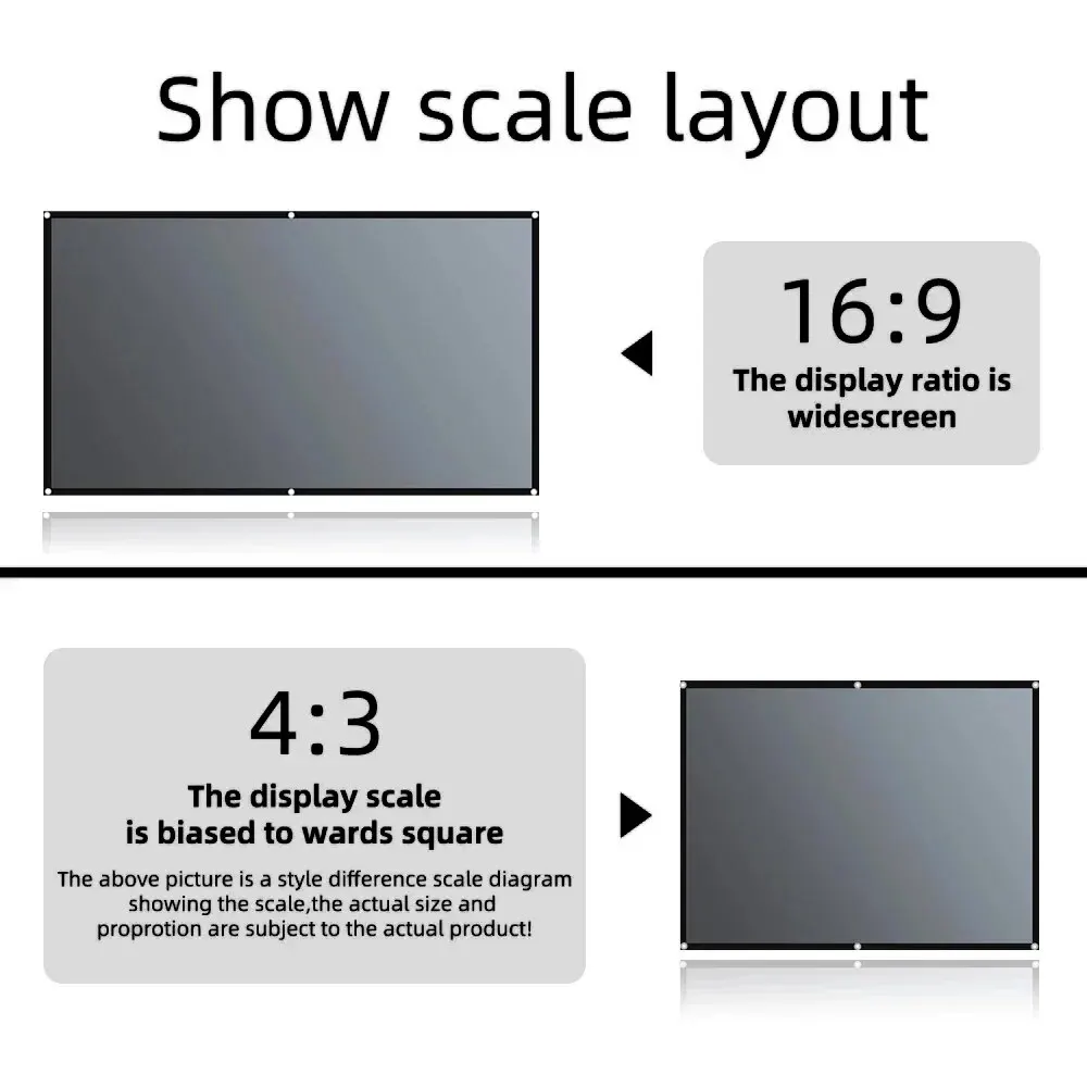 Pantalla de proyector 16:9, cortina antiluz de Metal, tela reflectante para proyector YG300 XGIMI H3 HALO Mogo Xiaomi DLP - imagen 3