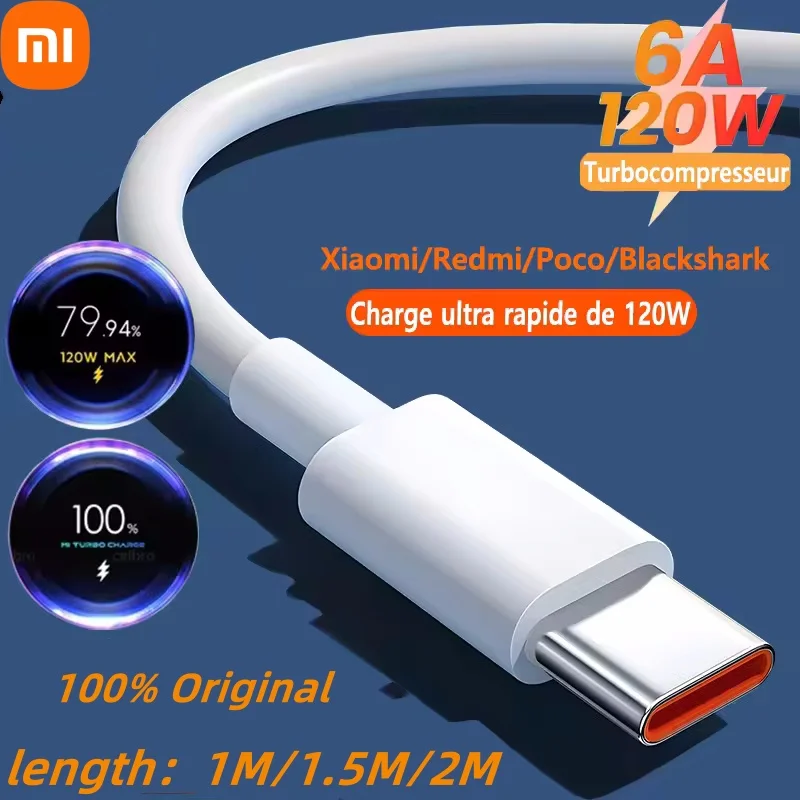 Xiaomi Original Cable Usb tipo C 120W 67W Turbo cargador rápido Mi 15 14 13 12T Pro 12 11 Ultra Poco X6 X7 Redmi Note Black Shark 5 - imagen 2