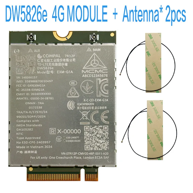EXM-G1A DW5826e LTE FDD 4G Módulo Cat12 600Mbps M.2 4G Tarjeta para computadora portátil - imagen 3