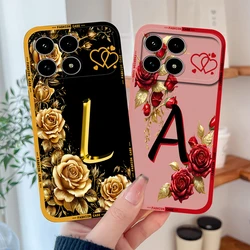 Para POCO F8 Pro funda de lujo con letras rosas silicona líquida suave protección completa fundas de teléfono para POCO F 8 Pro F8pro funda trasera regalo
