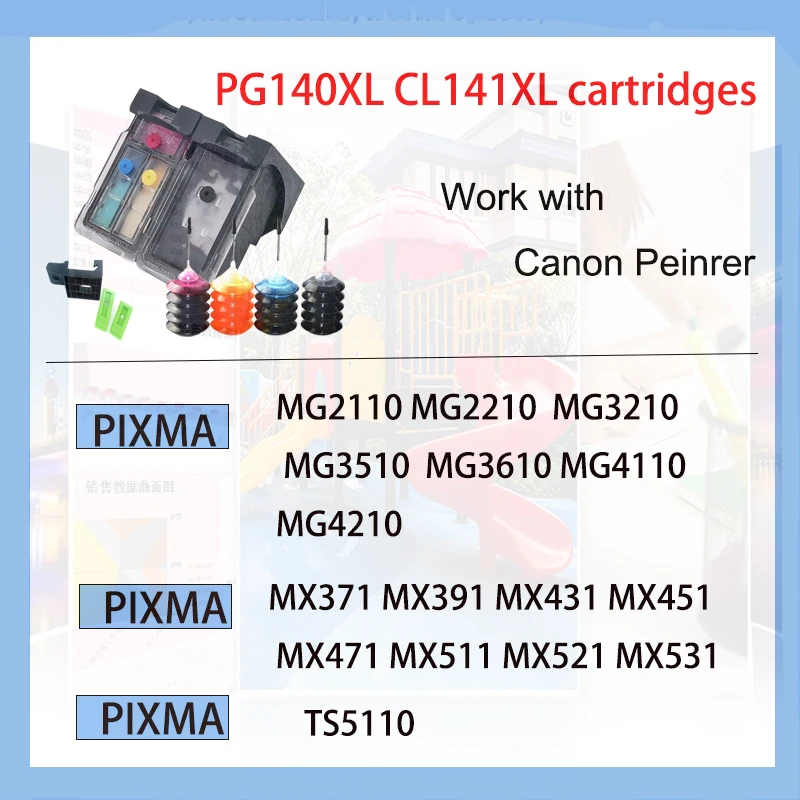 Vilaxh-cartucho de tinta pg140 cl141 para impresora, Compatible con Canon Pixma MG3110 MG3210 MG3510 MG2210 MG4110 MX474, 140 - imagen 3