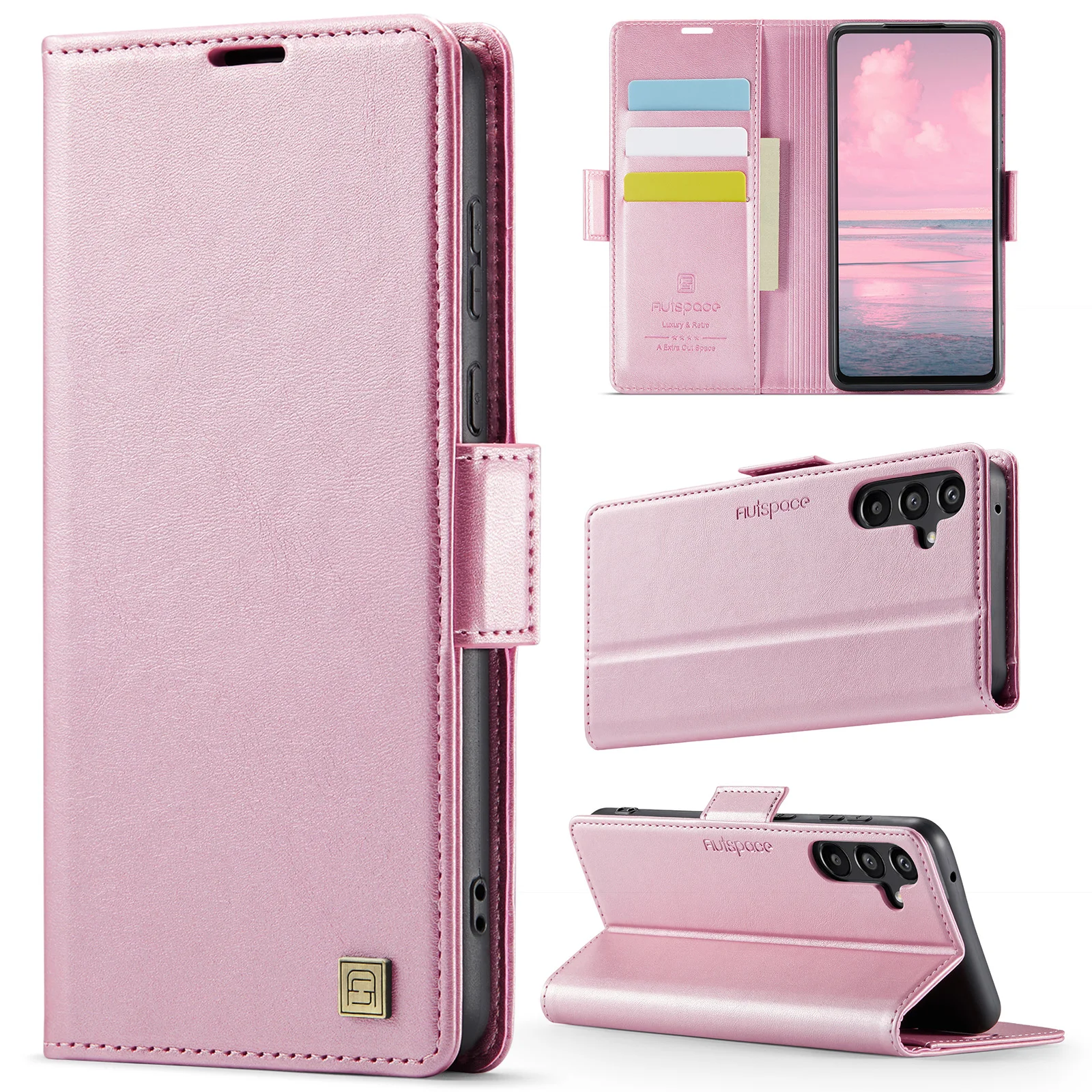 Funda tipo billetera de cuero Solt para tarjetas de visita, funda magnética para Samsung Galaxy A55 A15 A35 A16 S24FE S24 Ultra S25 S23 Plus S22 S21 - imagen 2