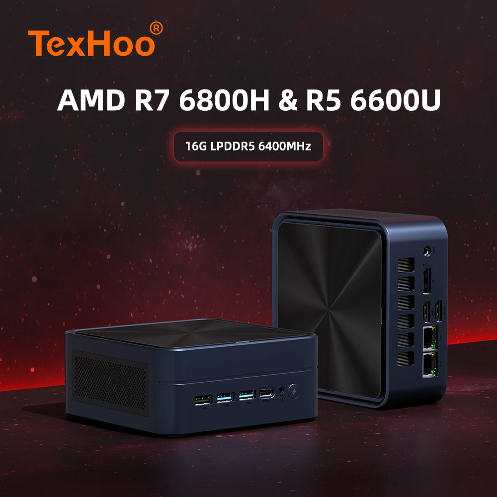 TexHoo AMD R7 6800H 6600H 6600U 7530U 5800H 4800H 4500U Mini PC DDR5 NVMe SSD WiFi 6 BT5.2 HDMI DP Dual LAN computadora de escritorio - imagen 3