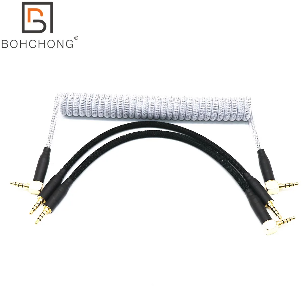 Cable en espiral de resorte TRS TRRS a TRRS de 3,5mm para teclado dividido RODE Sc7 de VIDEOMIC GO Video micrófonos tipo Micro Cables de Audio