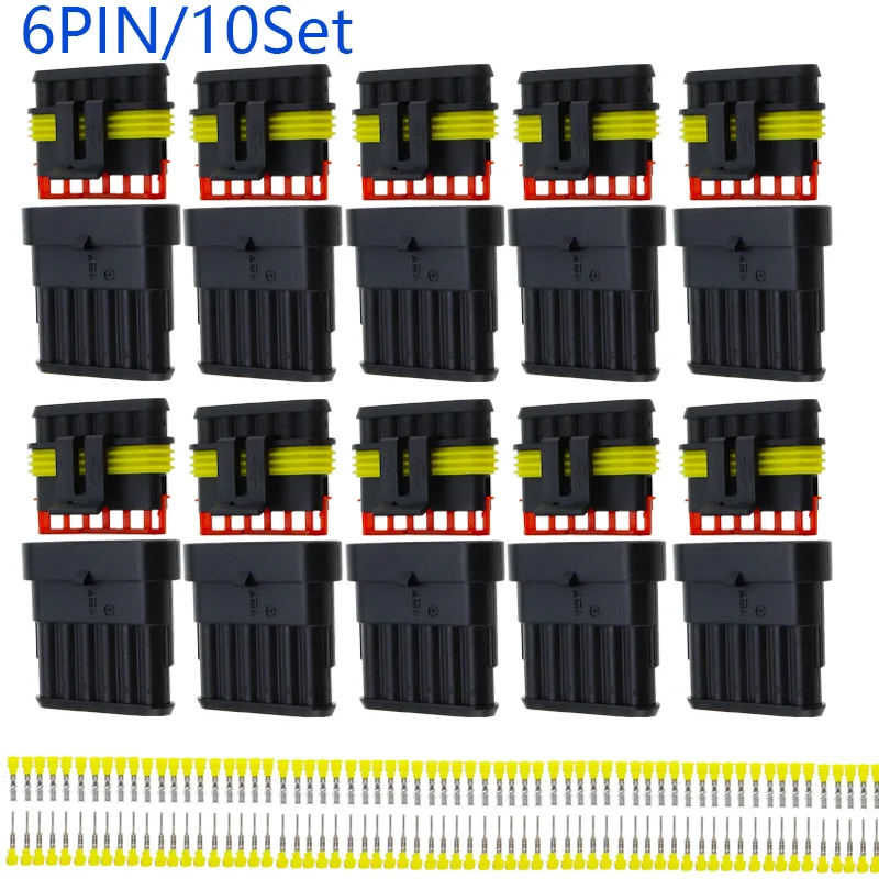 10 juegos de enchufe impermeable para coche de 6 pines, conector macho hembra, conector amplificador, terminal de enchufe de mazo de cables - imagen 2