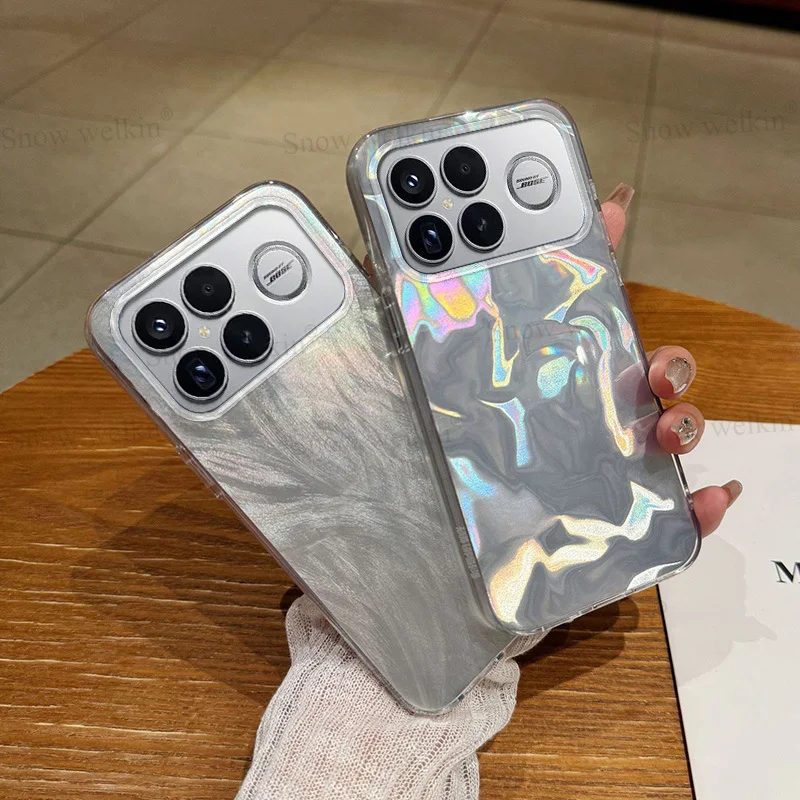 Funda rígida de lujo con gradiente plateado láser para Xiaomi Redmi K90 Pro Max RedmiK90 Pro Max ProMax PC, funda trasera de TPU para teléfono - imagen 2