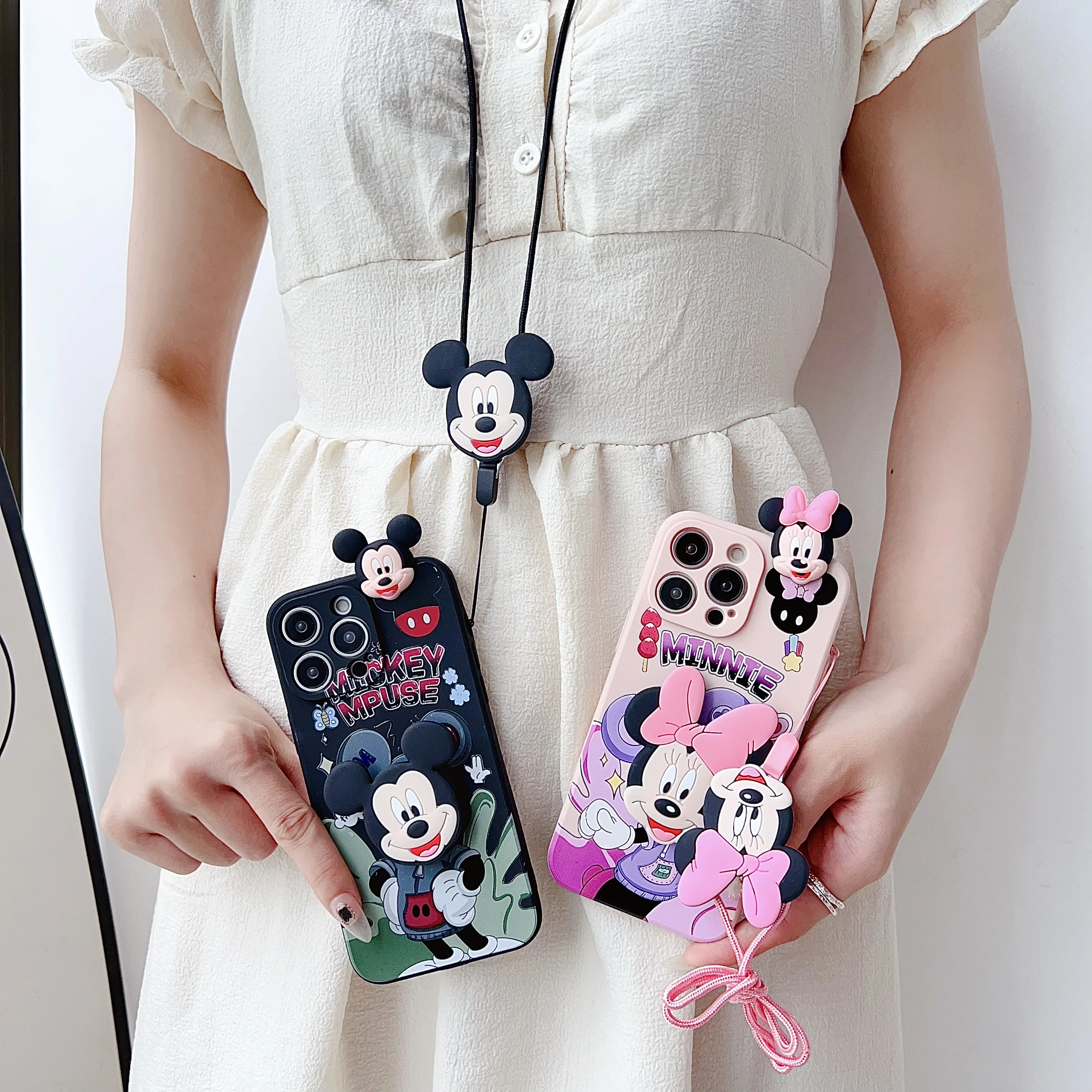 Sudadera con capucha de Minnie para iPhone, funda con soporte y cuerda para iPhone 6, 6s, 7, 8, X, Xs, Max, XR, 11, 12, 13, 14, 15 Pro, SE Max - imagen 3