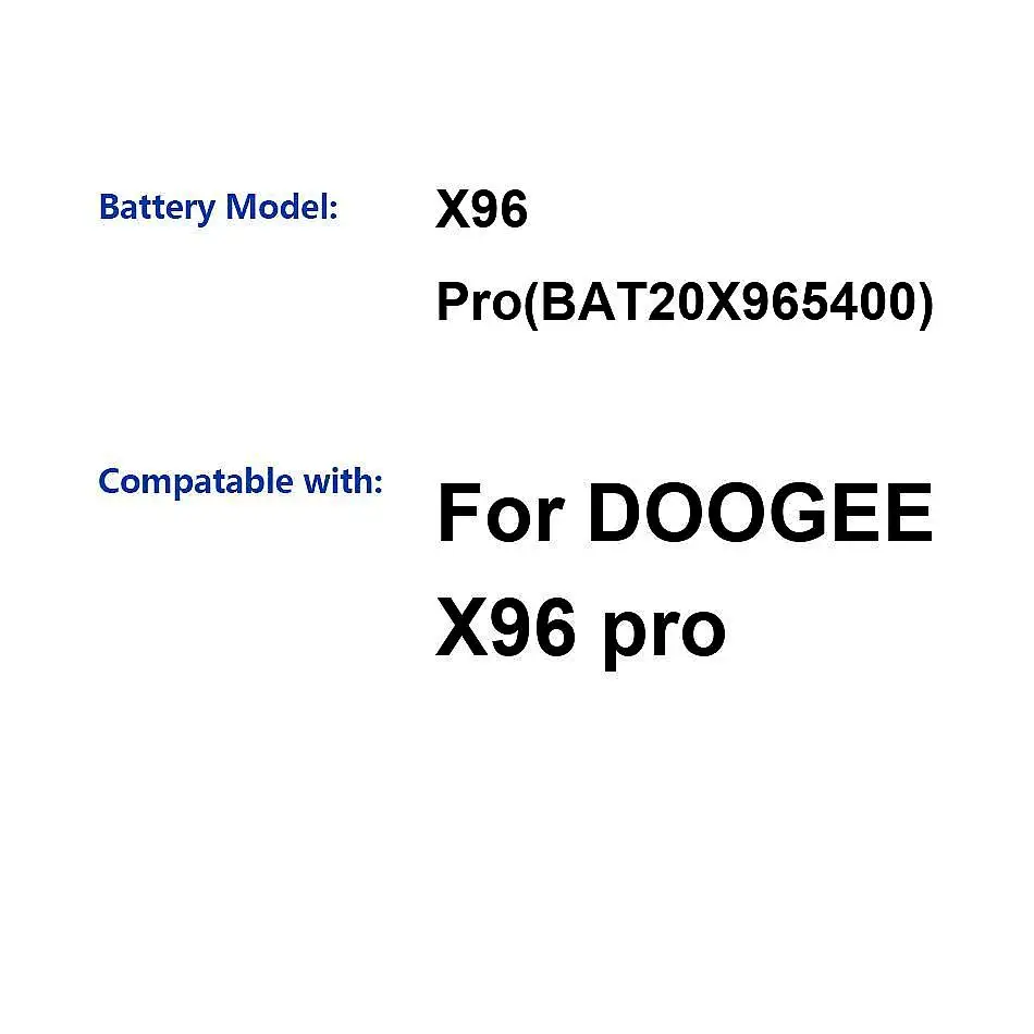 Batería estable de alta capacidad para teléfono móvil de 5400Mah para Doogee X96 Pro BAT20X965400