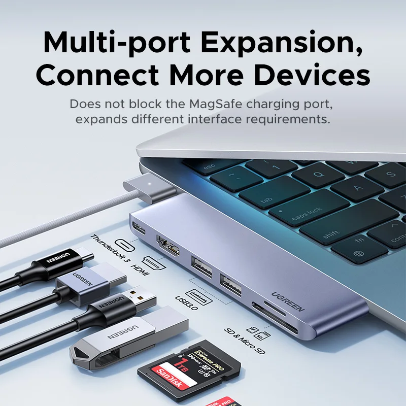 Hub USB-C HDMI 4K con Lector SD/TF para MacBook Pro y Air