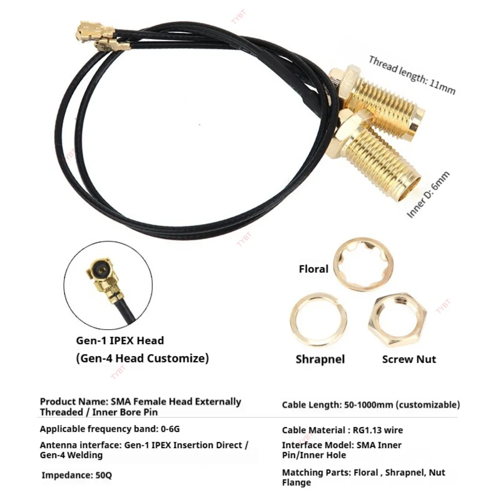 Cable de puente de conexión RF Cable RF hembra IPEX a SMA - Adaptador U.FL a SMA, cable de puente coaxial para antena/WiFi/GPS - imagen 5