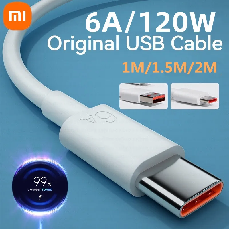 Xiaomi 6A Usb tipo C Cable cargador 120w Turbo Tipo carga rápida para Redmi 13 12 11 10 Pro ultra Poco x3 Redmi Note K70 6050 40 - imagen 2