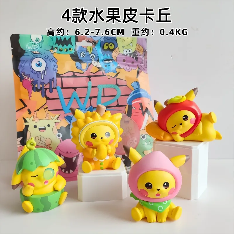 Figura de Pokémon de alta calidad, juguetes de Anime, fruta bonita, Pikachu, caja ciega, estatuilla Durian Pikachu, adorno de escritorio, regalo de vacaciones