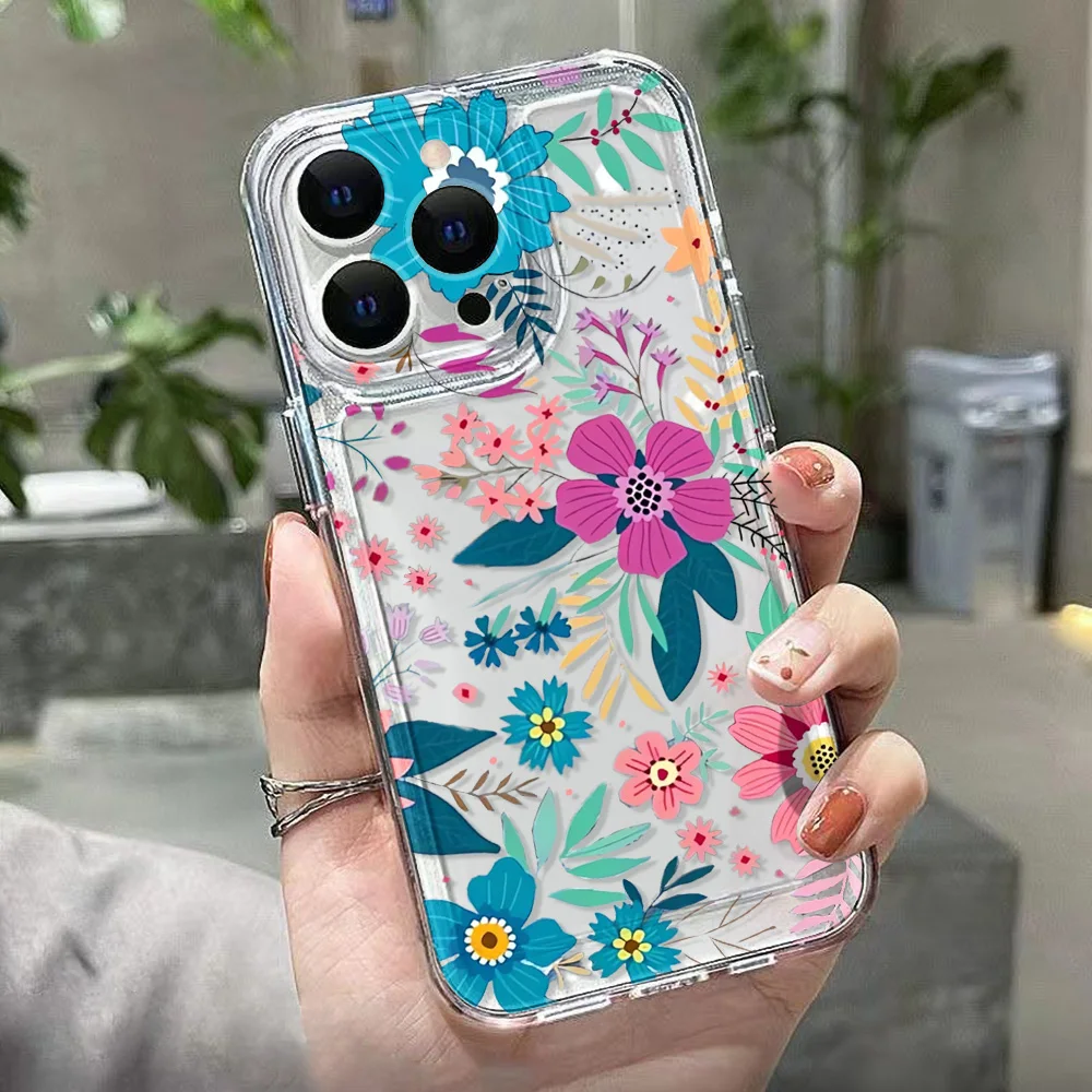 Funda de teléfono con flores de silicona para iPhone 17 Pro Max 16 13 11 15 14 12 16E 17 Air 16promax 17promax Funda suave transparente - imagen 3