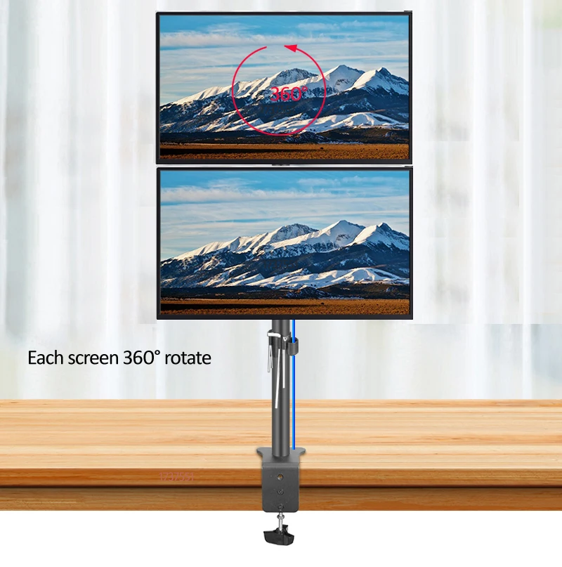 Soporte de escritorio de DL-T600-180 de 800mm, soporte de Monitor de acero de 360 grados con movimiento completo, base de abrazadera de 10 "-32", brazo de montaje para Monitor, carga de 20kg - imagen 4