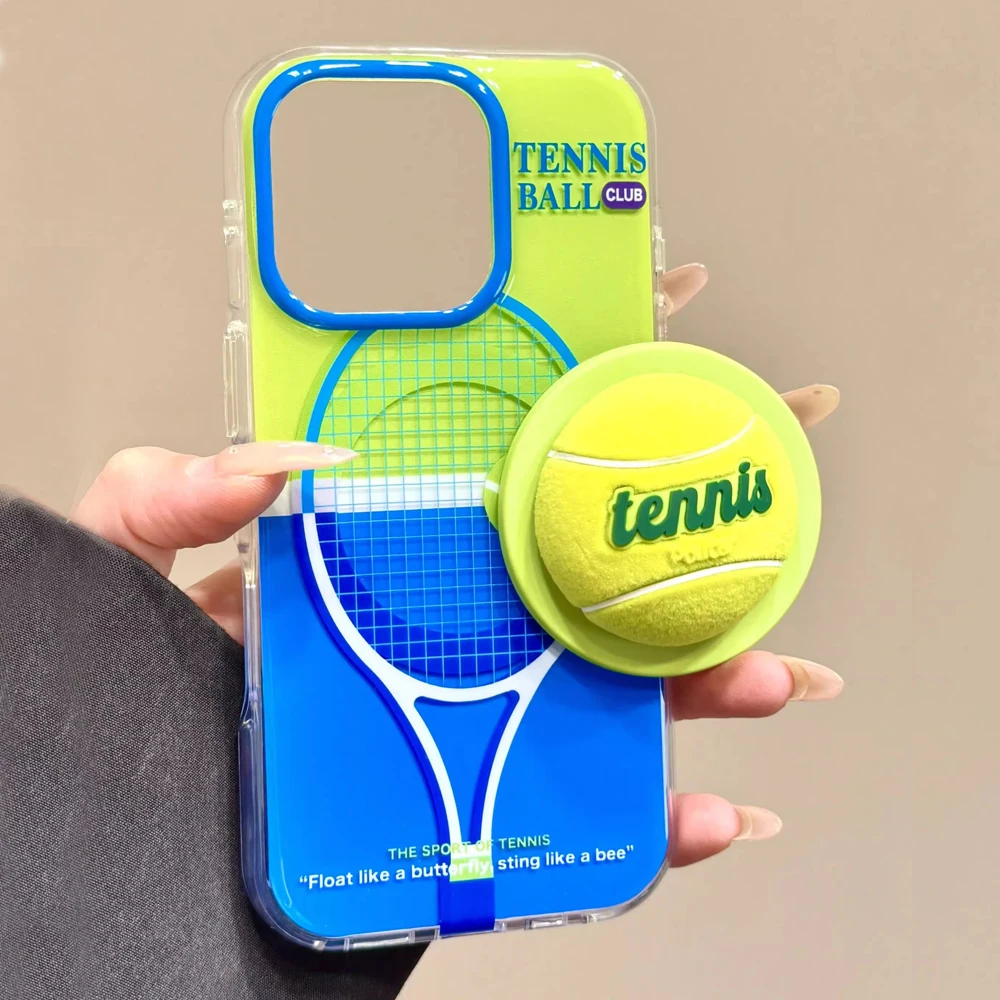 Funda de teléfono con soporte Tok con agarre magnético deportivo con pelota de tenis 3D para iPhone 17 16 14 15 Pro Max a prueba de golpes para funda trasera Magsafe - imagen 2