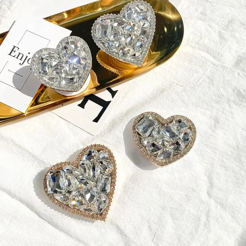 Anillo de dedo plegable con forma de corazón de diamante 3D, soporte para teléfono Griptok para IPhone 16, soporte de bolsillo Tok - imagen 5