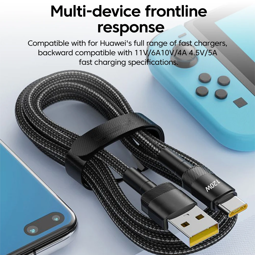 Cable USB-C de carga rápida tipo C de 120W, Cable de datos para iPhone 15 16 Pro Max, Huawei, teléfono móvil, Cable USB tipo C, Cable USB C - imagen 4