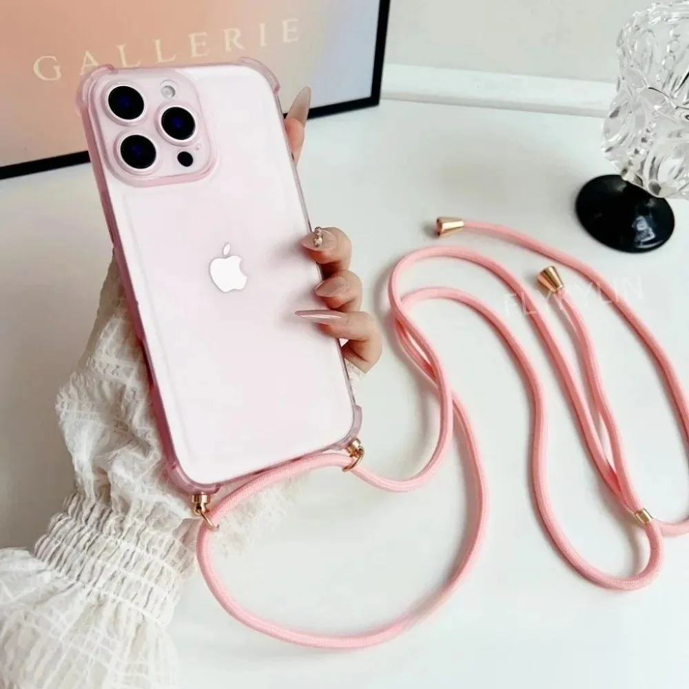 Funda de teléfono Airbag a prueba de golpes para OPPO Reno 14F 13F 12F 12 11 Pro A16S A15S A17 A54S A5 A9 2020, funda para collar con cordón cruzado - imagen 5