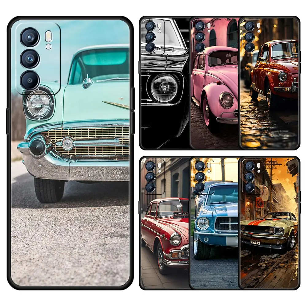 Funda clásica Vintage antigua Retro para coche Oppo A54 A53 A52 A9 A15 A76 A74 A57 A31 Find X6 Pro X5 Reno8 Reno7 Reno6 Pro 5G
