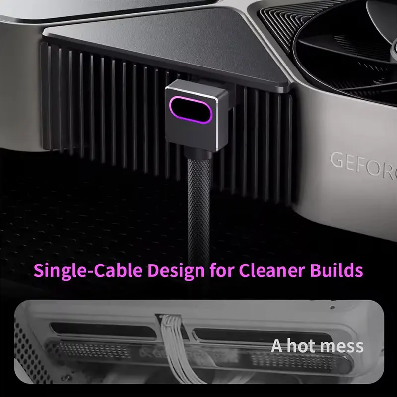 Cable modular UPSIREN GPU de 16 pines, ARGB de 12VHPWR con 5V 3 pines, 18AWG 90 ° Diseño macho a macho en ángulo recto, 5090/3070 no es aplicable - imagen 5