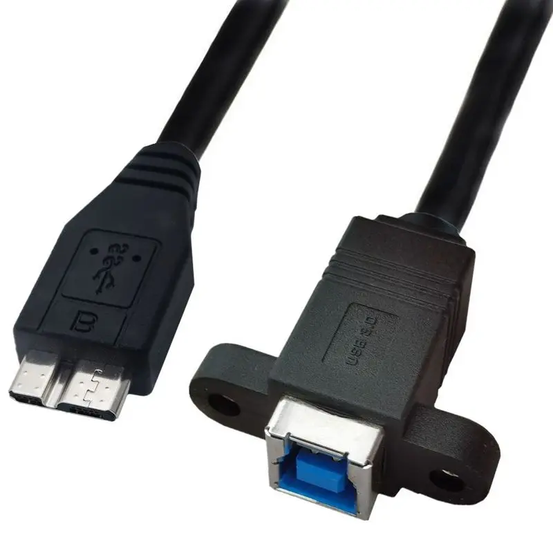 USB 3,0 MICRO B macho a BF B hembra, tornillo de bloqueo de orificio de tornillo fijo, Cable de conexión de Cable de datos - imagen 4