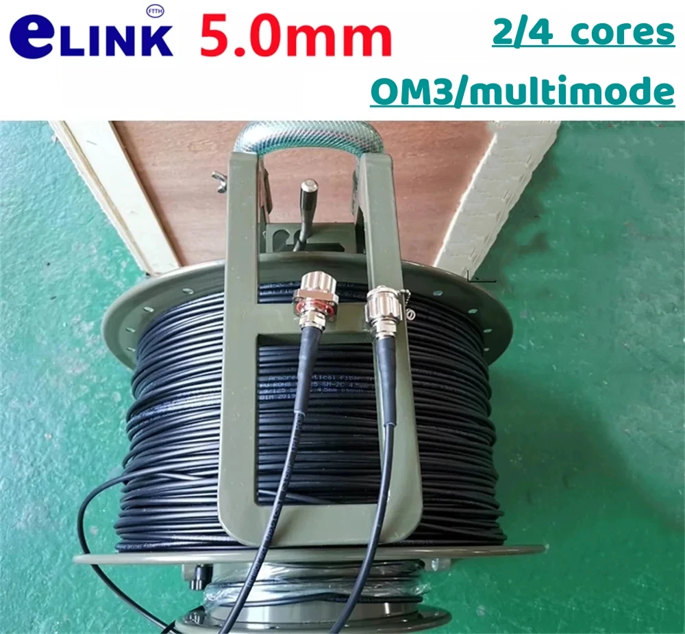 Cable de conexión óptico blindado de TPU 2C 4C ODC OM3 100m120m150m200m250m300m con tambor de BX-02 4 núcleos multimodo 5mm impermeable al aire libre - imagen 4