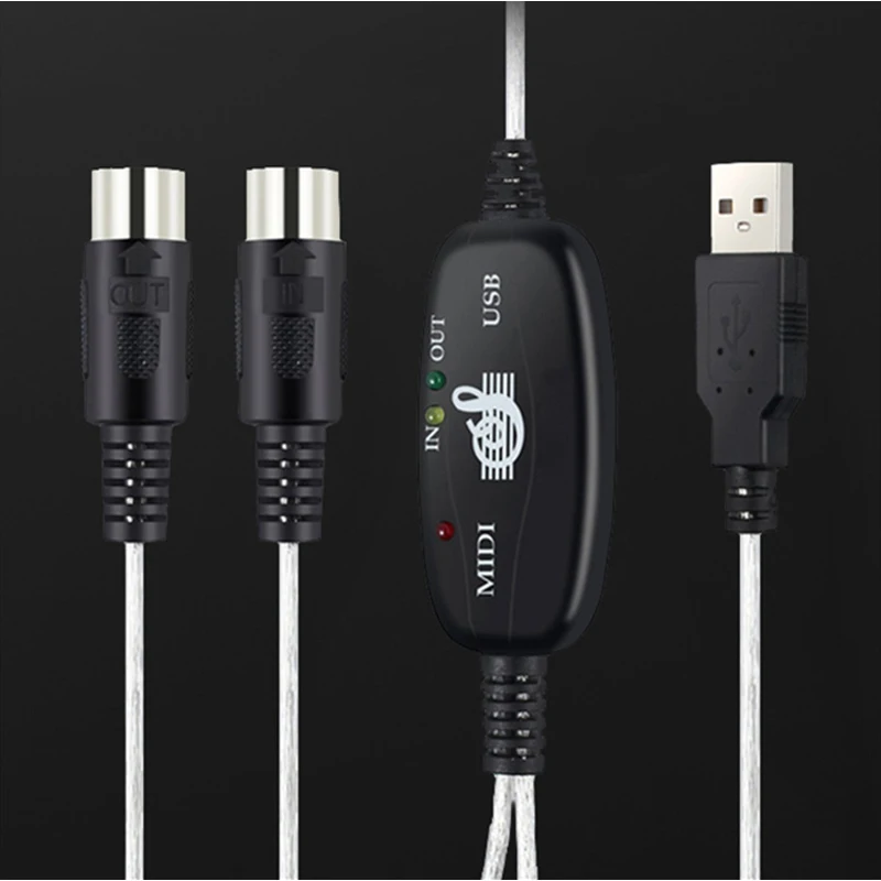 Cable de audio Teclado a PC Cable USB MIDI Convertidor PC a teclado de música Cable USB IN-OUT Cable de interfaz MIDI - imagen 5