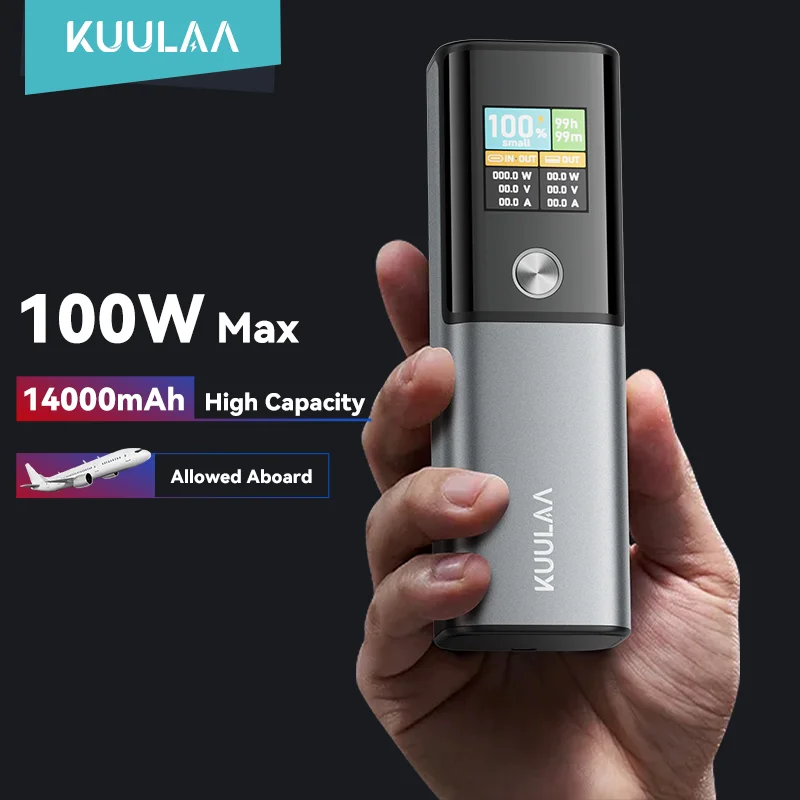 KUULAA 100W Power Bank 14000mAh cargador portátil batería externa PowerBank para Macbook para iPad portátil Notbook carga rápida PD