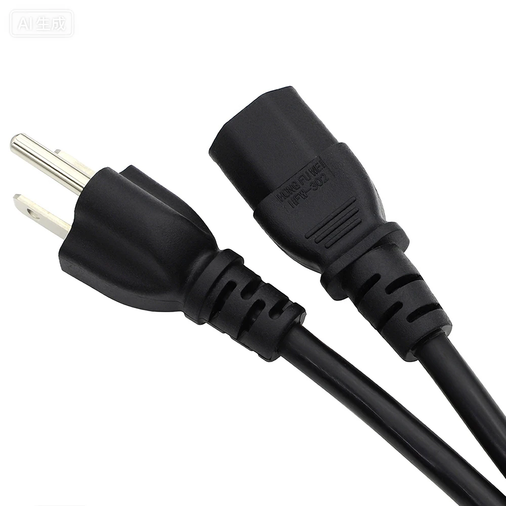 1,5 m US NEMA 5-15P a IEC C13 Cable de alimentación de CA 3 pines enchufe de EE. UU. Cable de alimentación Universal 10A 125V Cable de extensión negro 18AWG 1 ud. - imagen 4
