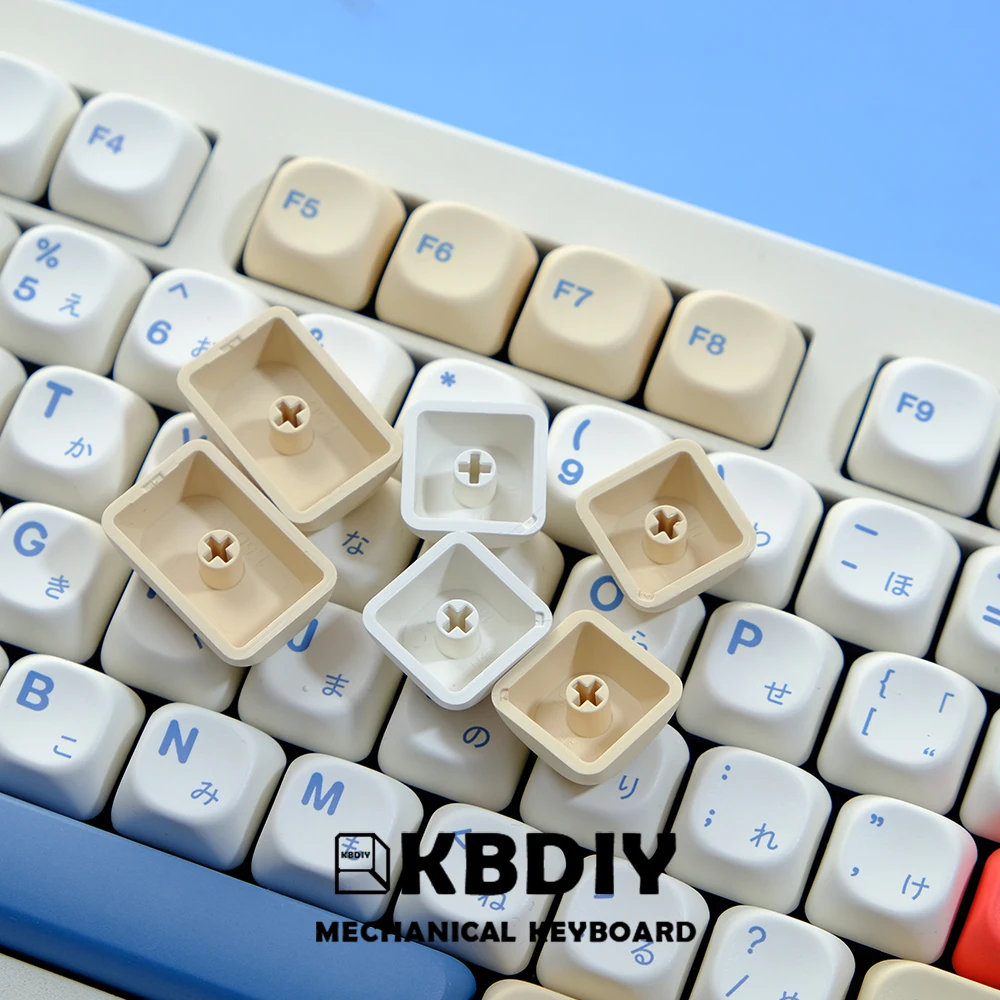 KBDiy 140 Keys GMK Soymilk Keycaps Custom PBT KOA Profile Japanese Korean Keycap for Mechanical Keyboard Cpas ISO 7U Space bar - imagen 5
