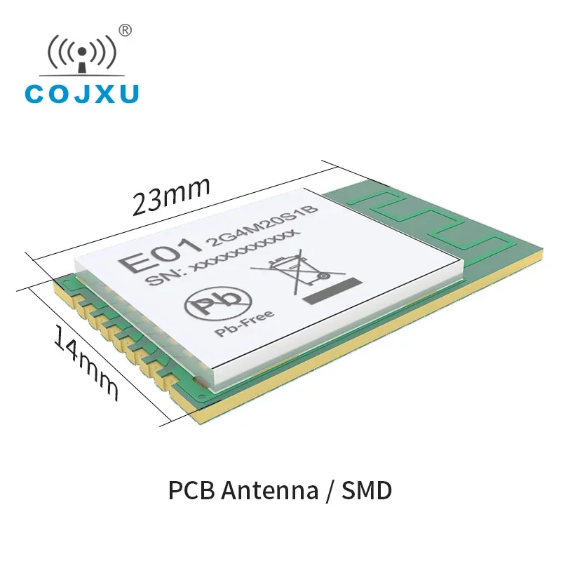 Módulo RF de 2,4 GHz, módulo SPI de 20dBm, escudo RF SMD ISM de 800m, tamaño pequeño, PA integrado LNA E01-2G4M20S1B, transmisor y receptor de datos - imagen 3