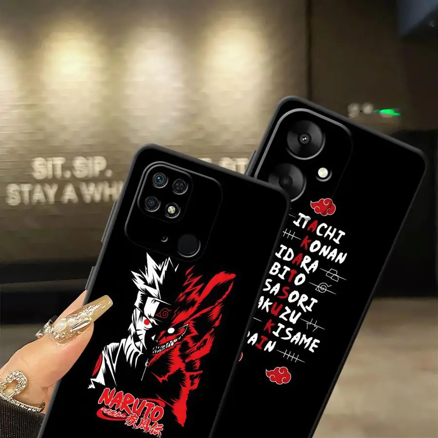 Funda de teléfono suave negra con logotipo artístico de Akatsuki de dibujos animados para Xiaomi Redmi 14C 12C A3 A1 A2 Plus 13C A4 10 A5 K40 K80 Pro 9 - imagen 2